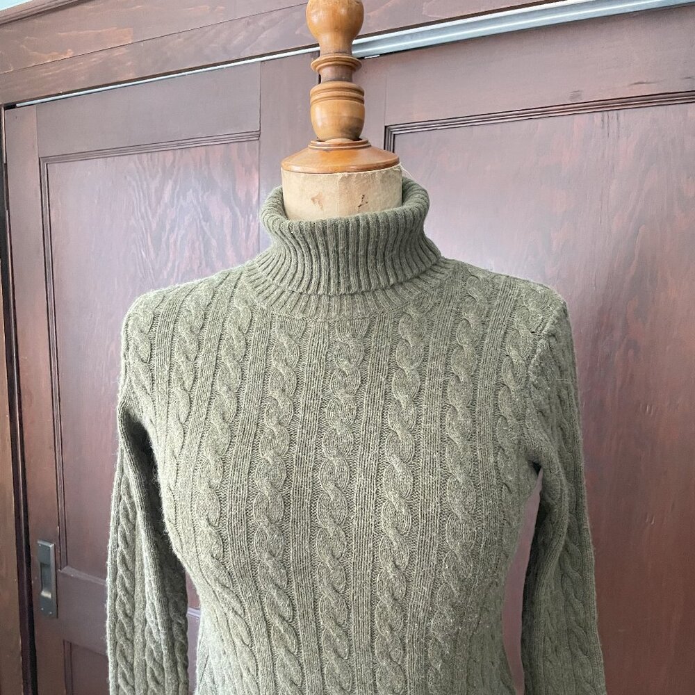 J Crew Factory Olive Turtleneck Sweater Wool/Cashmere/Angora blend - So Soft!
